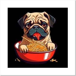 Pug Eating Ramen Posters and Art